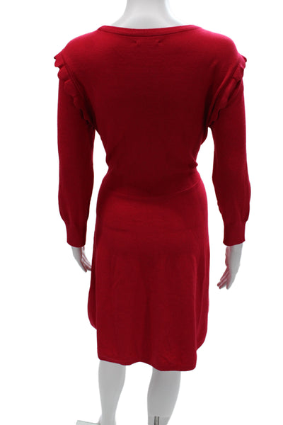 Eliza J Womens Red Sweater Dress Long Sleeve Round Neck Fit Flare Size XL