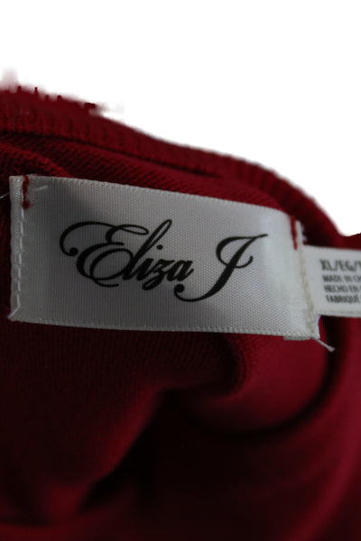 Eliza J Womens Red Sweater Dress Long Sleeve Round Neck Fit Flare Size XL