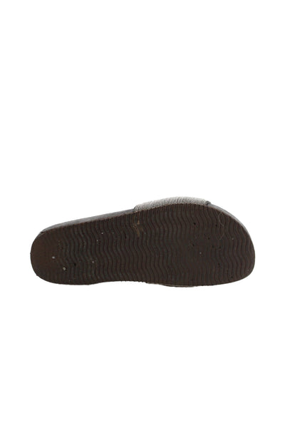 Brunello Cucinelli Womens Single Strap Monili Slide Sandals Gray Size 36.5