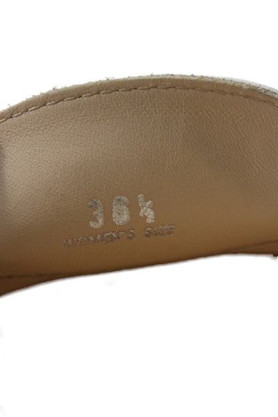 Tods Womens Slip On Round Toe Leather Loafers White Black Size 36.5