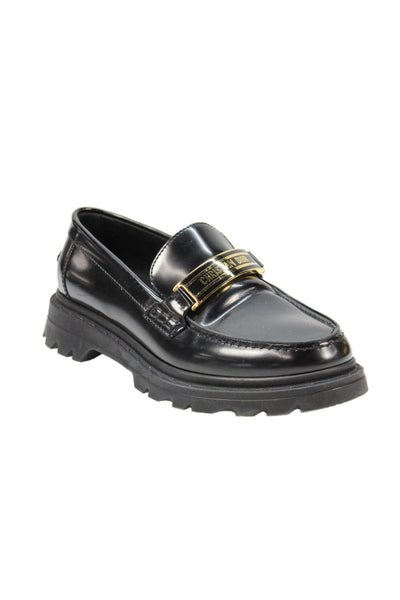 Christian Dior Womens Slip On Brushed Calfskin Logo Loafers Black Size 36.5D