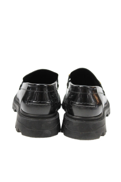 Christian Dior Womens Slip On Brushed Calfskin Logo Loafers Black Size 36.5D