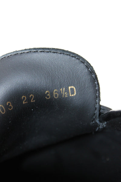 Christian Dior Womens Slip On Brushed Calfskin Logo Loafers Black Size 36.5D