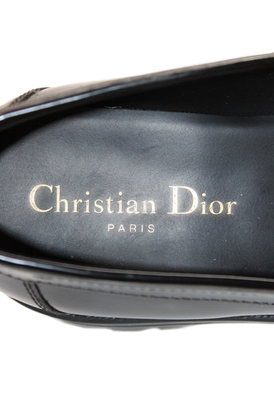 Christian Dior Womens Slip On Brushed Calfskin Logo Loafers Black Size 36.5D