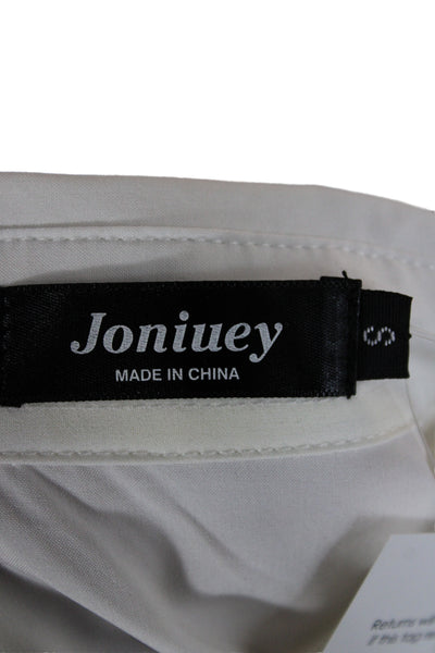 Joniuey Womens Basic Collared Button-Up White Long Sleeve Top Size S
