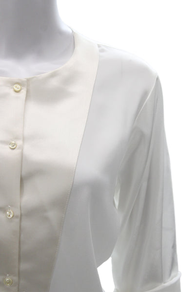 Rubin & Chapelle Women White Cotton 3/4 Sleeve Button-Up Blouse Size XS
