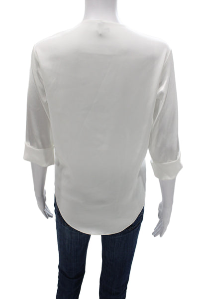 Rubin & Chapelle Women White Cotton 3/4 Sleeve Button-Up Blouse Size XS