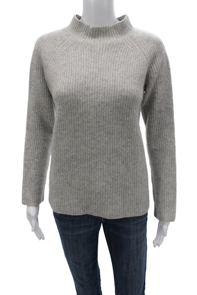 Vince Women Mock Neck 100% Cashmere Pullover Sweater Gray Long Sleeve Size L