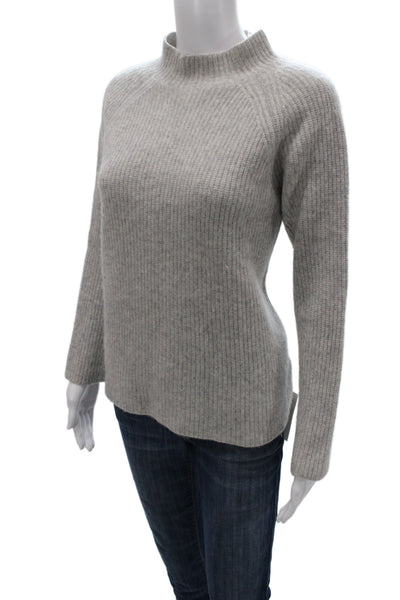 Vince Women Mock Neck 100% Cashmere Pullover Sweater Gray Long Sleeve Size L