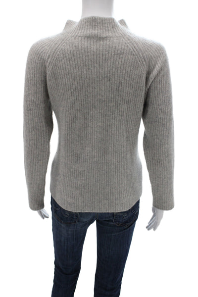 Vince Women Mock Neck 100% Cashmere Pullover Sweater Gray Long Sleeve Size L