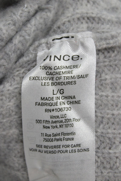 Vince Women Mock Neck 100% Cashmere Pullover Sweater Gray Long Sleeve Size L