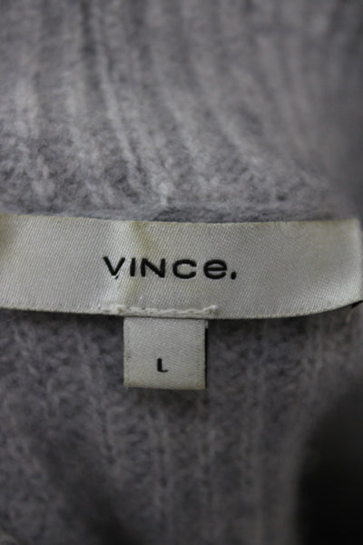 Vince Women Mock Neck 100% Cashmere Pullover Sweater Gray Long Sleeve Size L
