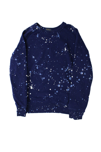Polo Ralph Lauren Childrens Boys Paint Print Sweater Blue Cotton Size 10-12