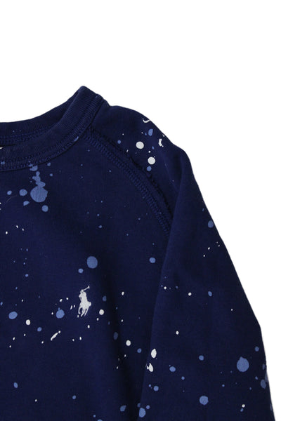 Polo Ralph Lauren Childrens Boys Paint Print Sweater Blue Cotton Size 10-12
