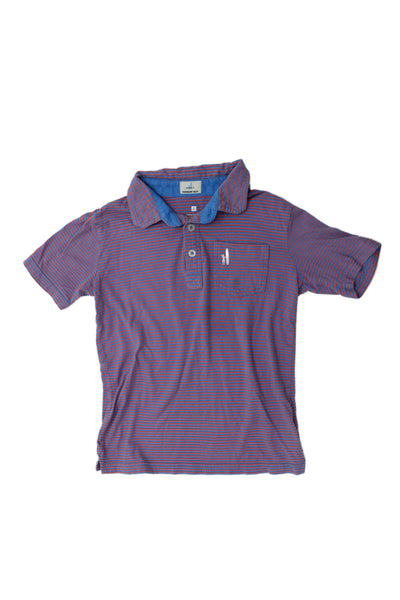 Johnnie-o Childrens Boys Striped Polo Shirt Blue Pink Cotton Size 6