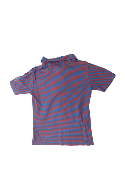 Johnnie-o Childrens Boys Striped Polo Shirt Blue Pink Cotton Size 6