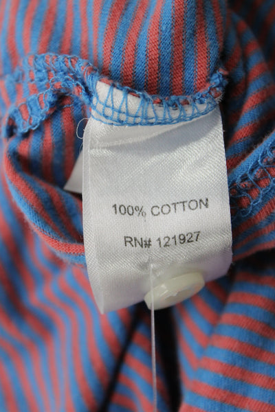 Johnnie-o Childrens Boys Striped Polo Shirt Blue Pink Cotton Size 6