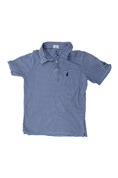 Johnnie-o Childrens Boys Striped Short Sleeves Polo Shirt Blue Cotton Size 10