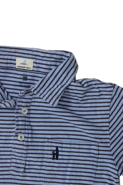 Johnnie-o Childrens Boys Striped Short Sleeves Polo Shirt Blue Cotton Size 10