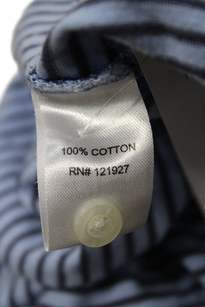 Johnnie-o Childrens Boys Striped Short Sleeves Polo Shirt Blue Cotton Size 10