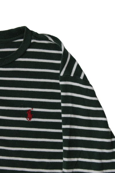 Polo Ralph Lauren Childrens Girls Striped Sweater Green Cotton Size 10-12