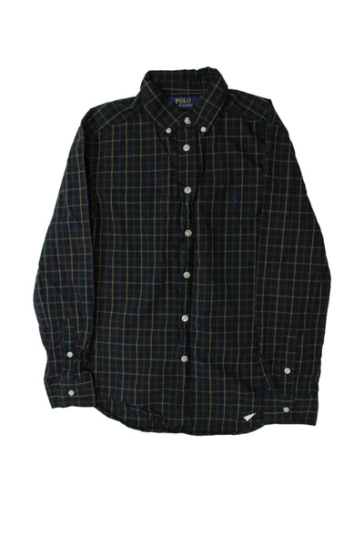 Polo Ralph Lauren Childrens Boys Plaid Button Down Shirt Blue Yellow Size 10-12