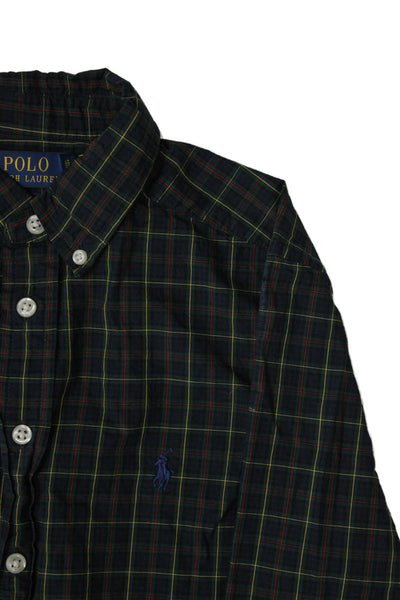 Polo Ralph Lauren Childrens Boys Plaid Button Down Shirt Blue Yellow Size 10-12