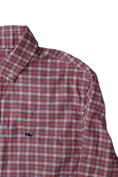 Vineyard Vines Childrens Plaid Button Down Shirt Pink Blue Size 8-10