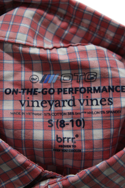 Vineyard Vines Childrens Plaid Button Down Shirt Pink Blue Size 8-10