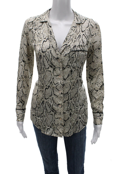 Equipment Femme Womens Silk Snake Print Button Up Blouse Long Sleeve Size XS