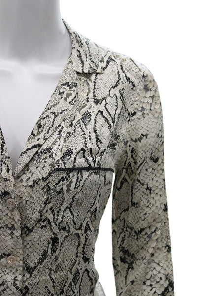 Equipment Femme Womens Silk Snake Print Button Up Blouse Long Sleeve Size XS