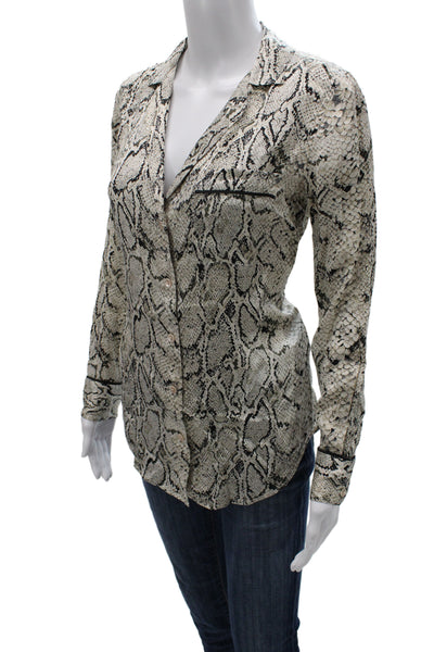 Equipment Femme Womens Silk Snake Print Button Up Blouse Long Sleeve Size XS