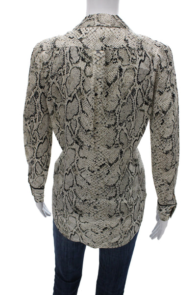 Equipment Femme Womens Silk Snake Print Button Up Blouse Long Sleeve Size XS