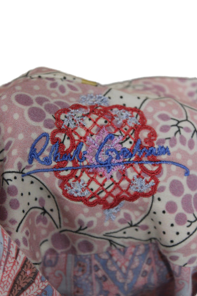 Robert Graham Womens Paisley Tunic Blouse Pink Long Sleeve Size S