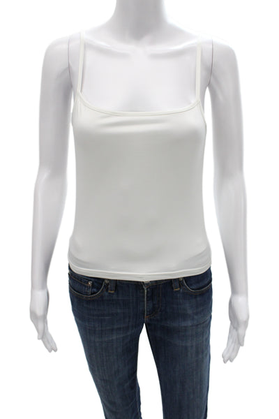 Style Mafia Women Cropped Camisole Top White Cotton Round Neck Geometric Size S