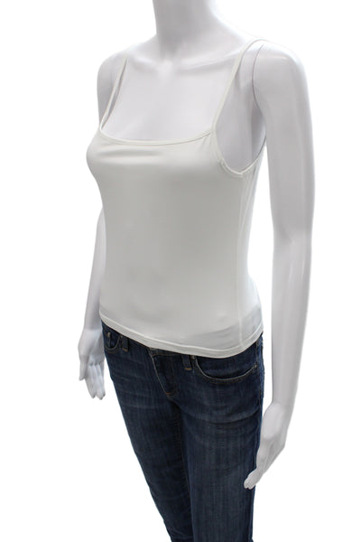Style Mafia Women Cropped Camisole Top White Cotton Round Neck Geometric Size S