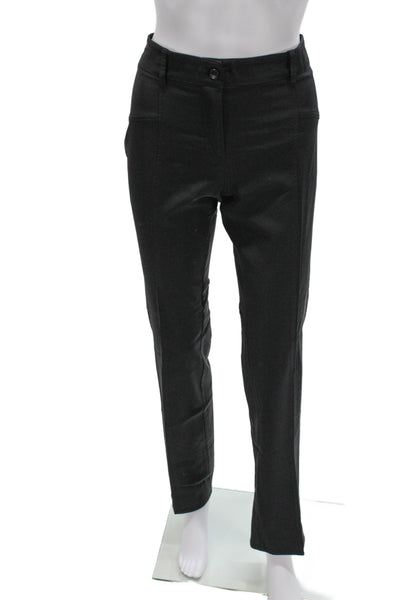 Cristina Effe Womens Dress Pants Black Button 100% Cotton Size 44