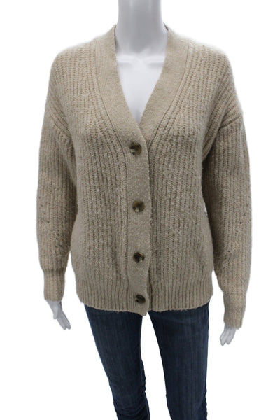 Oak + Fort Unisex Beige V-Neck Button Cardigan Wool Blend Size XS