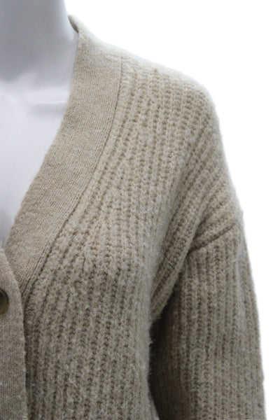 Oak + Fort Unisex Beige V-Neck Button Cardigan Wool Blend Size XS