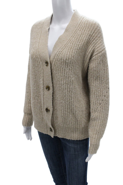 Oak + Fort Unisex Beige V-Neck Button Cardigan Wool Blend Size XS