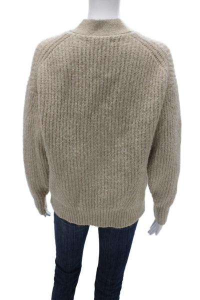 Oak + Fort Unisex Beige V-Neck Button Cardigan Wool Blend Size XS