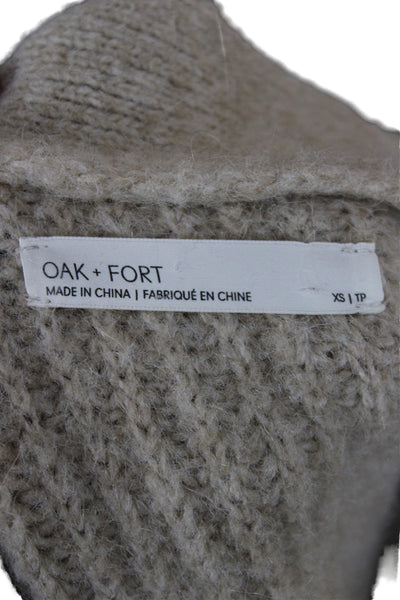 Oak + Fort Unisex Beige V-Neck Button Cardigan Wool Blend Size XS
