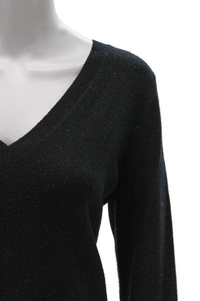 Vince Unisex Pullover Sweater Black V Neck Wool Cashmere Long Sleeve Size M