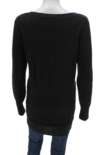 Vince Unisex Pullover Sweater Black V Neck Wool Cashmere Long Sleeve Size M