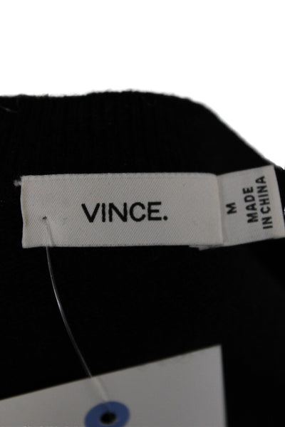 Vince Unisex Pullover Sweater Black V Neck Wool Cashmere Long Sleeve Size M