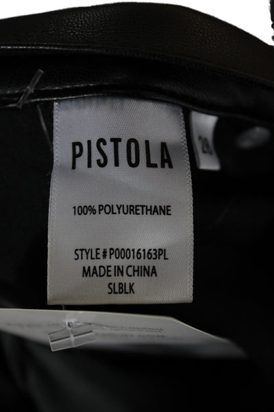 Pistola Womens Biker Black Polyurethane Button Pants Size 28