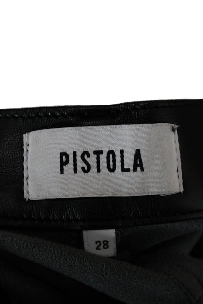 Pistola Womens Biker Black Polyurethane Button Pants Size 28