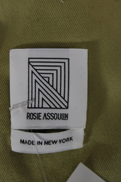 Rosie Assoulin Womens Green Cropped Sleeveless Zip Cotton Silk Top Size 8