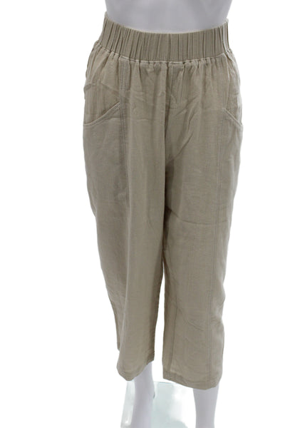 Leallo Womens Cropped Beige Cotton Pants Size M