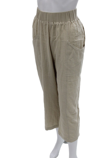 Leallo Womens Cropped Beige Cotton Pants Size M